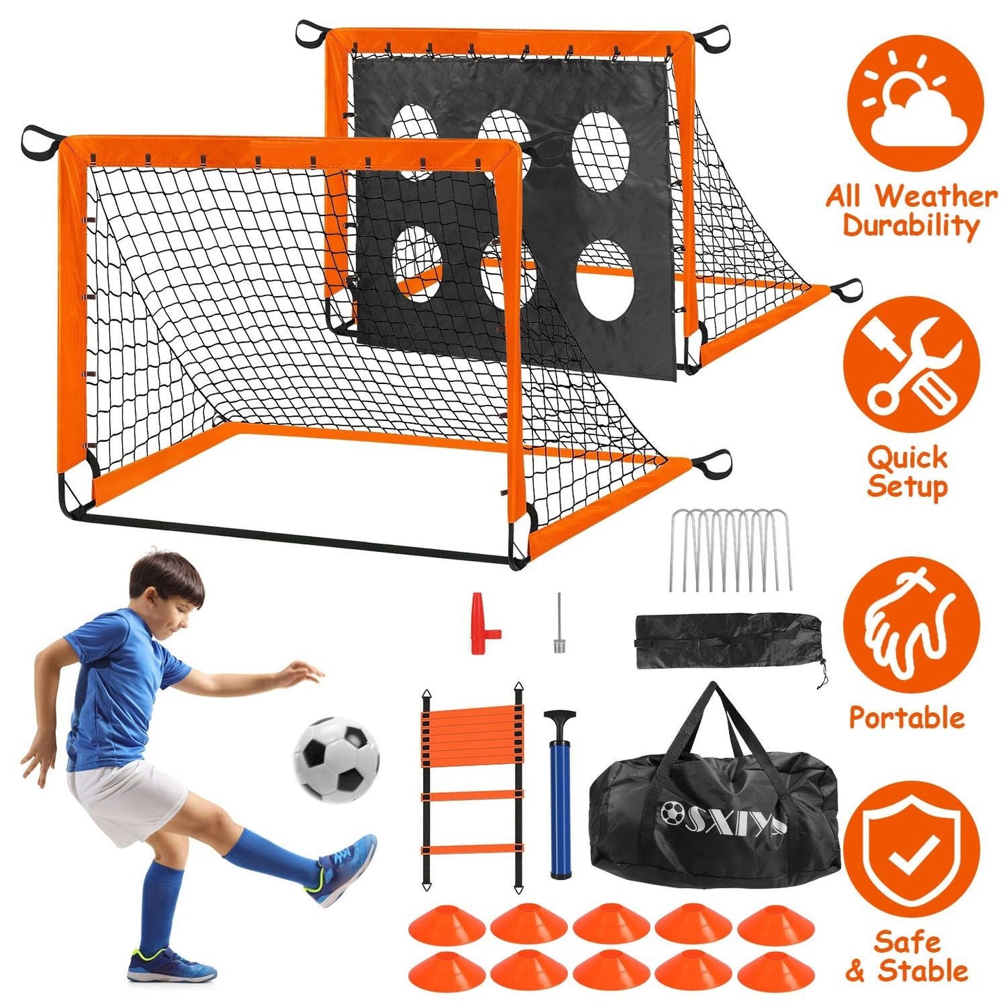 Portable Kids Soccer Training Goal Set