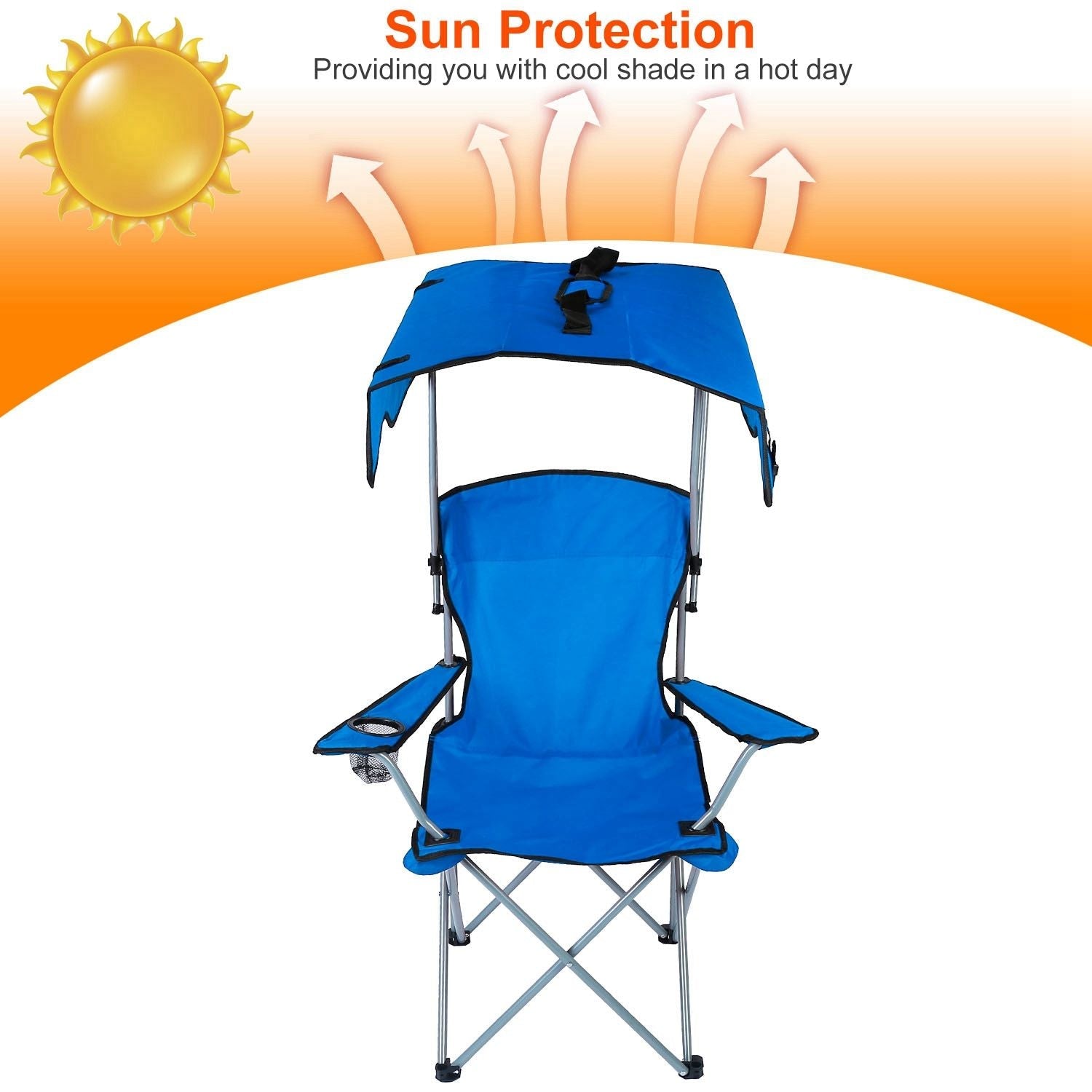 Portable Camping Chair with Adjustable Sunshade Canopy