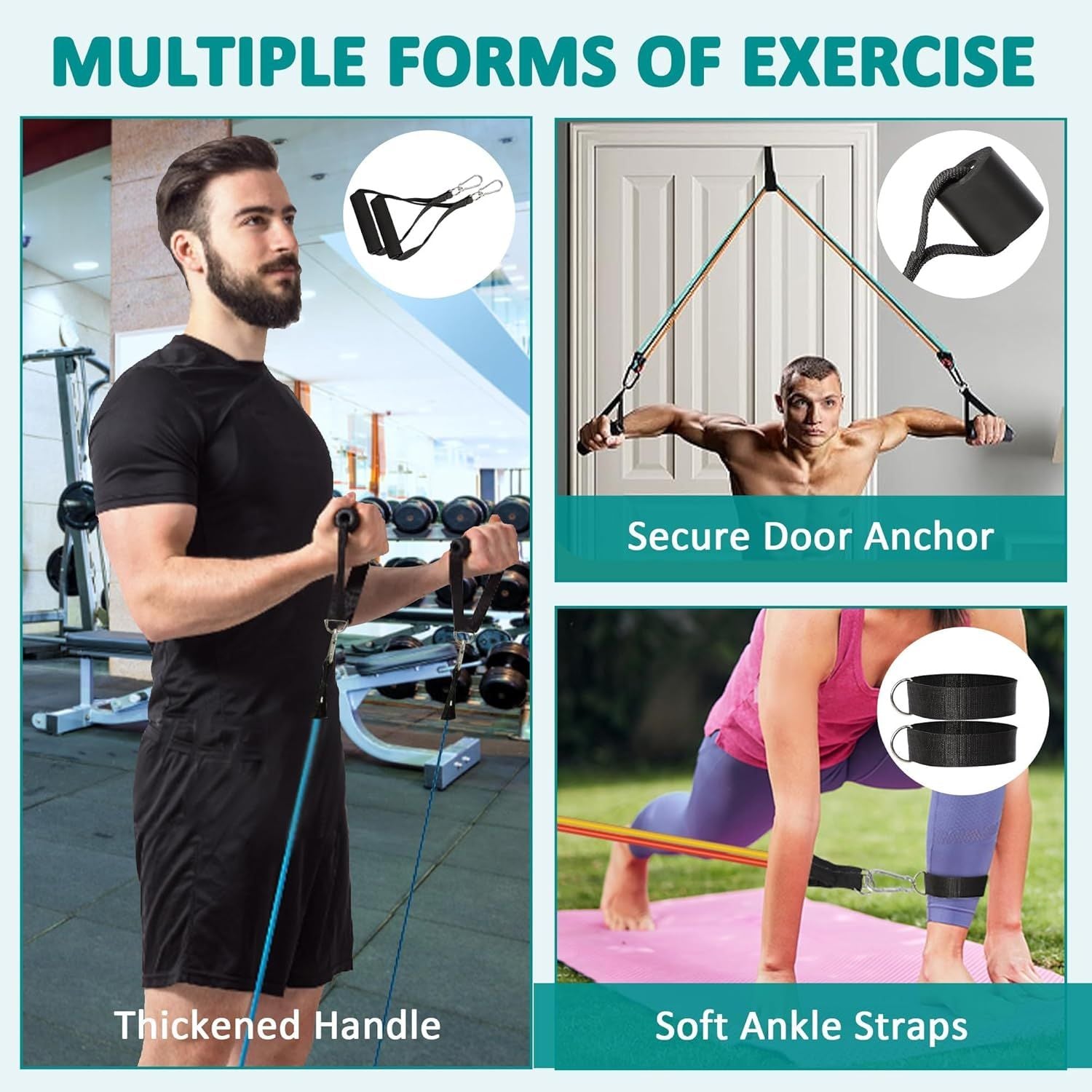 Resistance Bands Set with Door Anchor, Handles & Ankle Straps