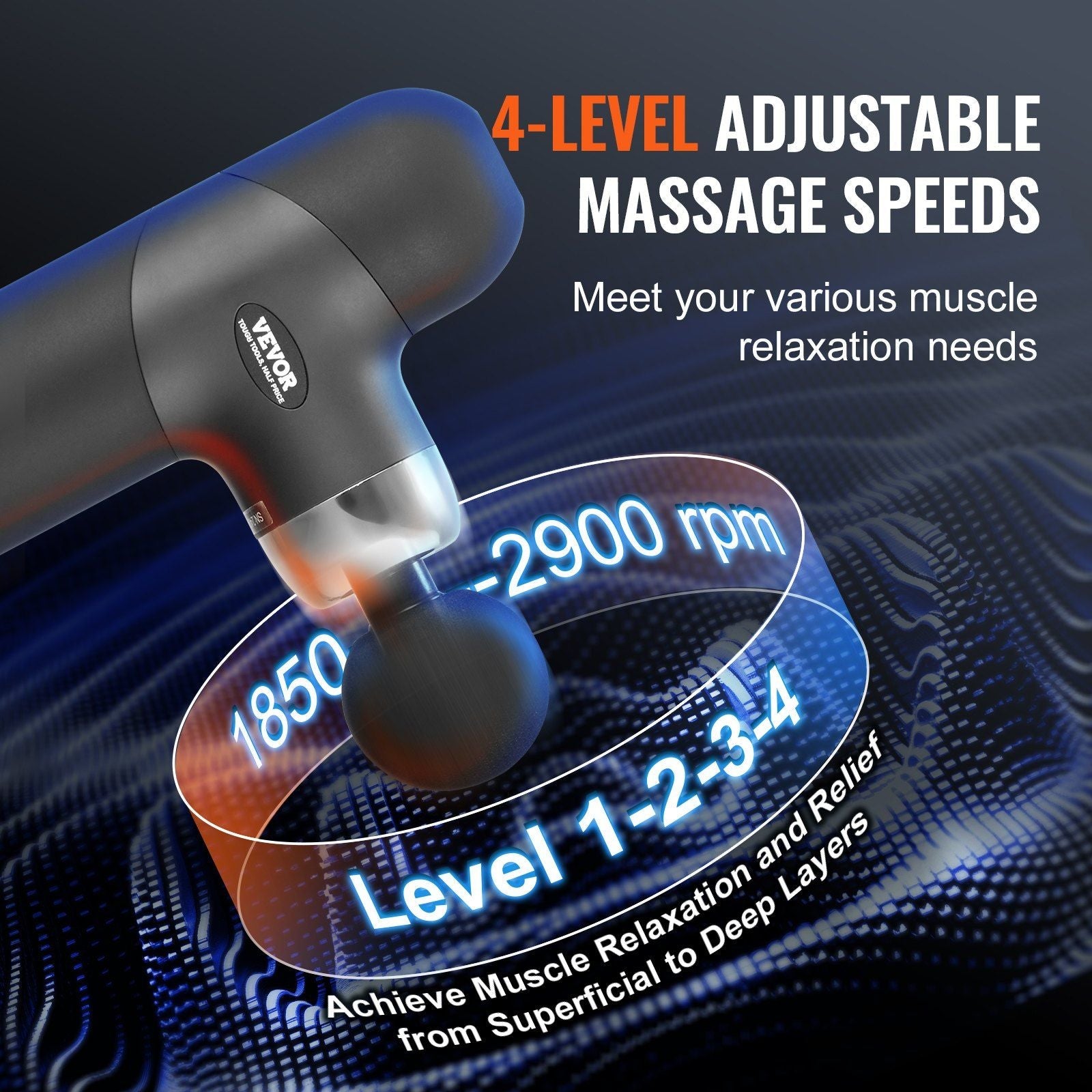 Deep Tissue Percussion Massager with Multiple Speed Settings & Attachments