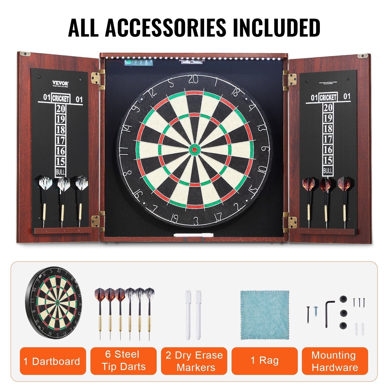 Official Size Dartboard & Cabinet Set
