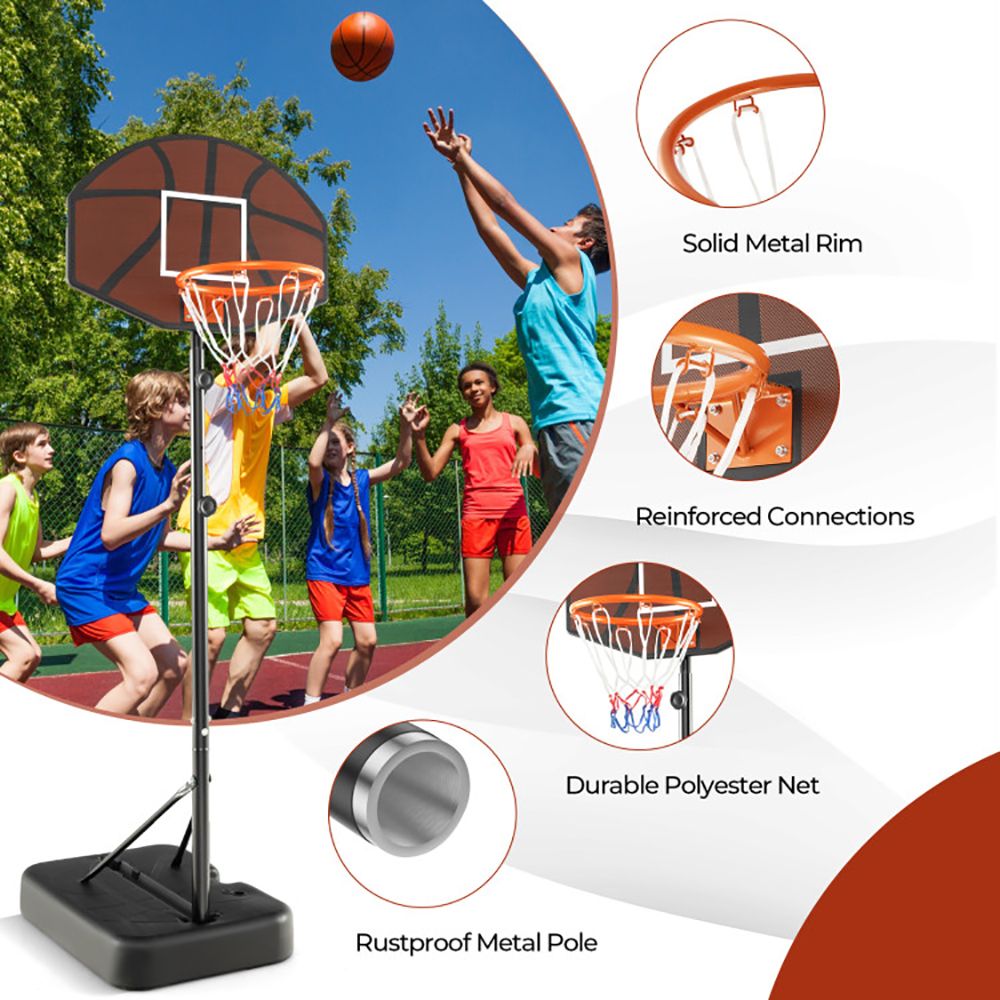 Kids Adjustable Basketball Hoop 5.6-6.5 Feet with Shatterproof Backboard
