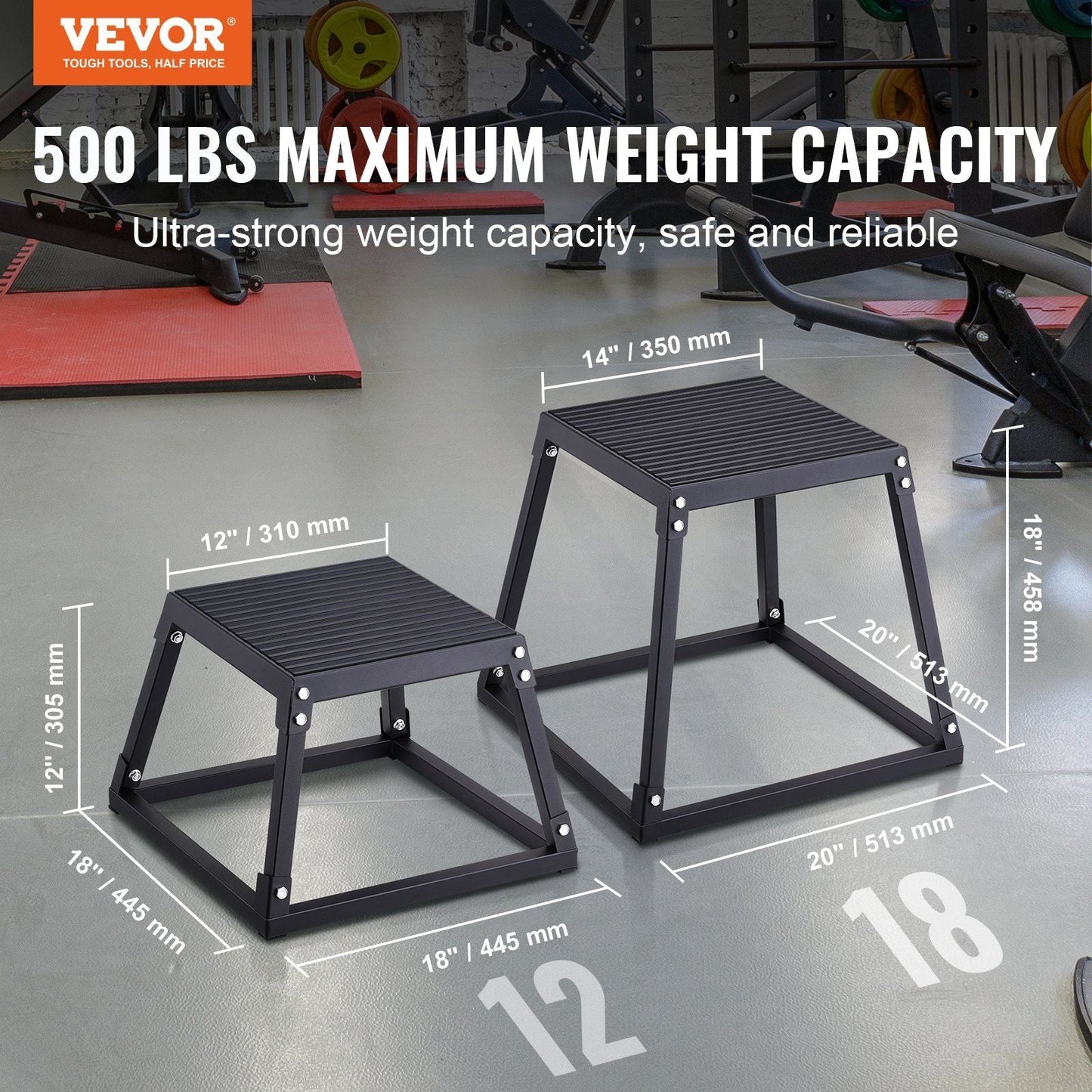 Steel 12 Inch Plyometric Jump Box for Agility Training