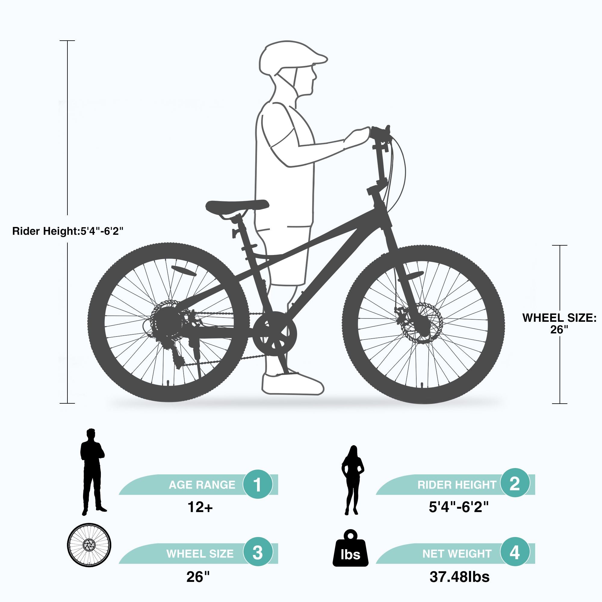26 Inch Freestyle Kids Bicycle with Double Disc Brakes for Ages 12+ - Perfect for Boys and Girls