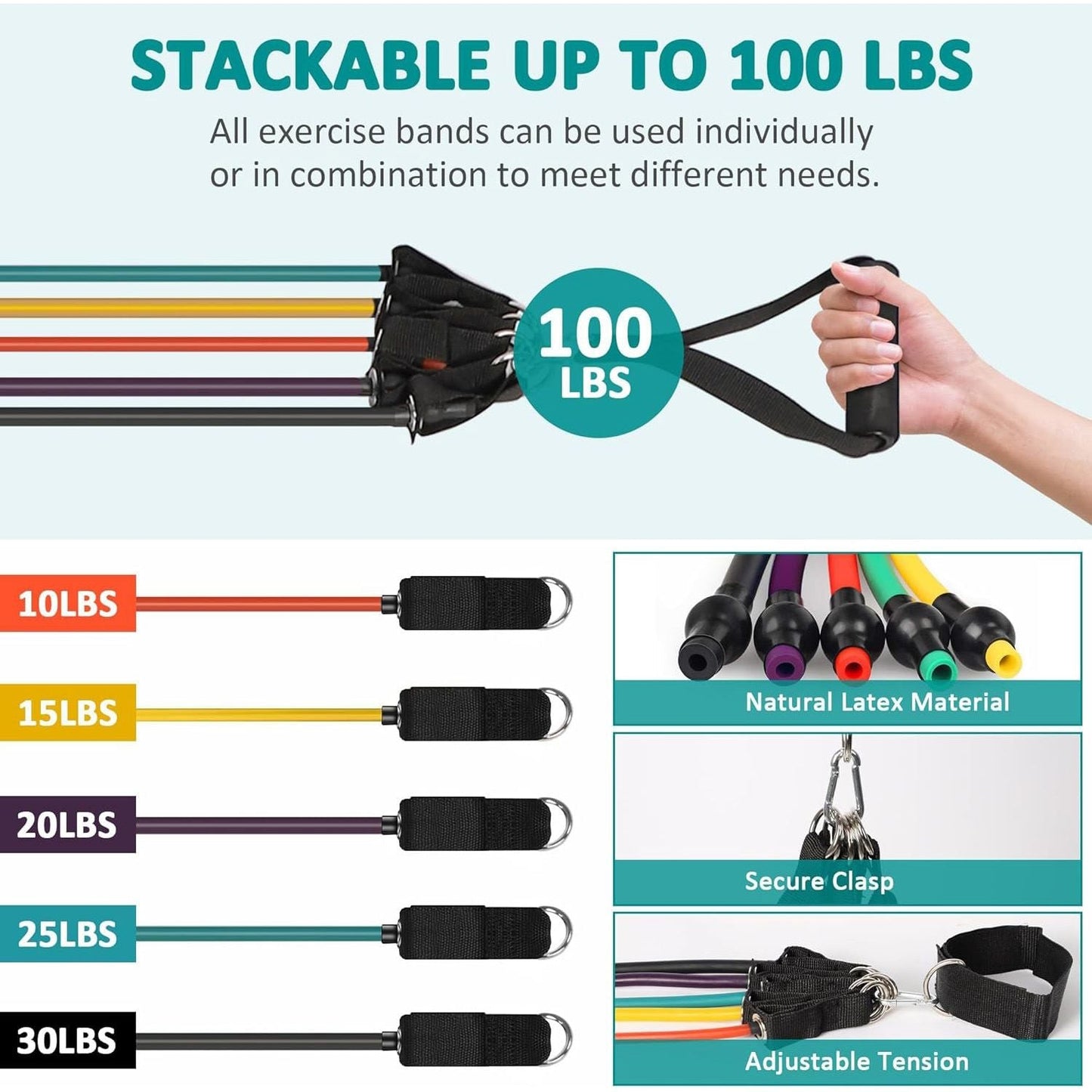 Resistance Bands Set with Door Anchor, Handles & Ankle Straps