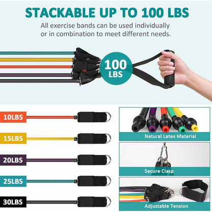 Resistance Bands Set with Door Anchor, Handles & Ankle Straps