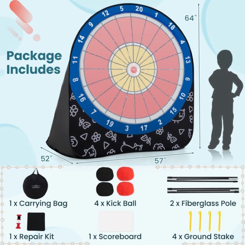 Large Dart Board with Kick Balls