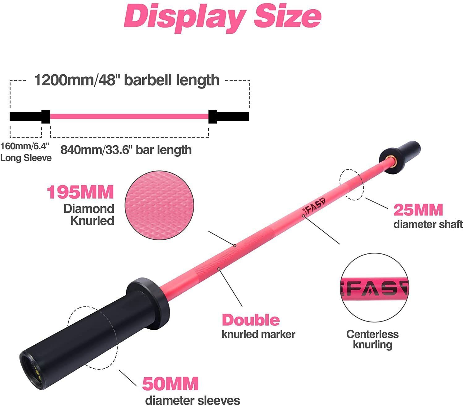 Pink 4 Foot Olympic Barbell Bar