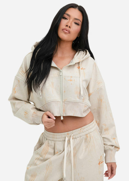 Roamer Tan Womens Crop Zip Hoodie