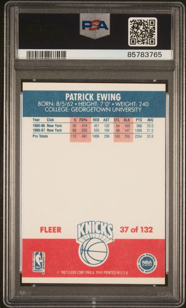 Graded 1987 Fleer Patrick Ewing #37 2nd Year Basketball Card