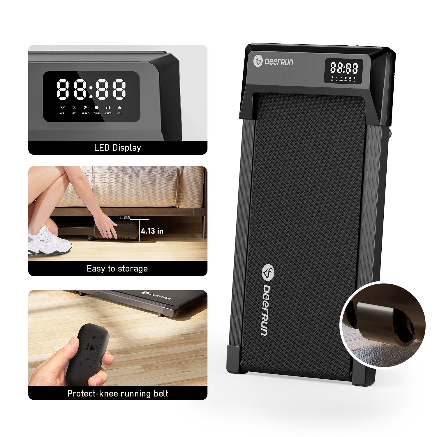 DeerRun Q1 Urban Mini Under-Desk Treadmill with Remote Control