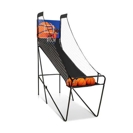 Foldable Single Shot Basketball Arcade Game with Electronic Scorer & Basketballs