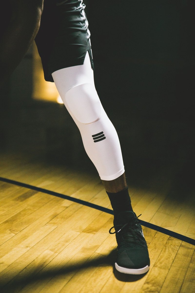Full-Length Padded White Knee Sleeve