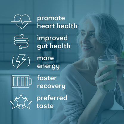 Graphic of woman smiling with headers of Goode health benefits