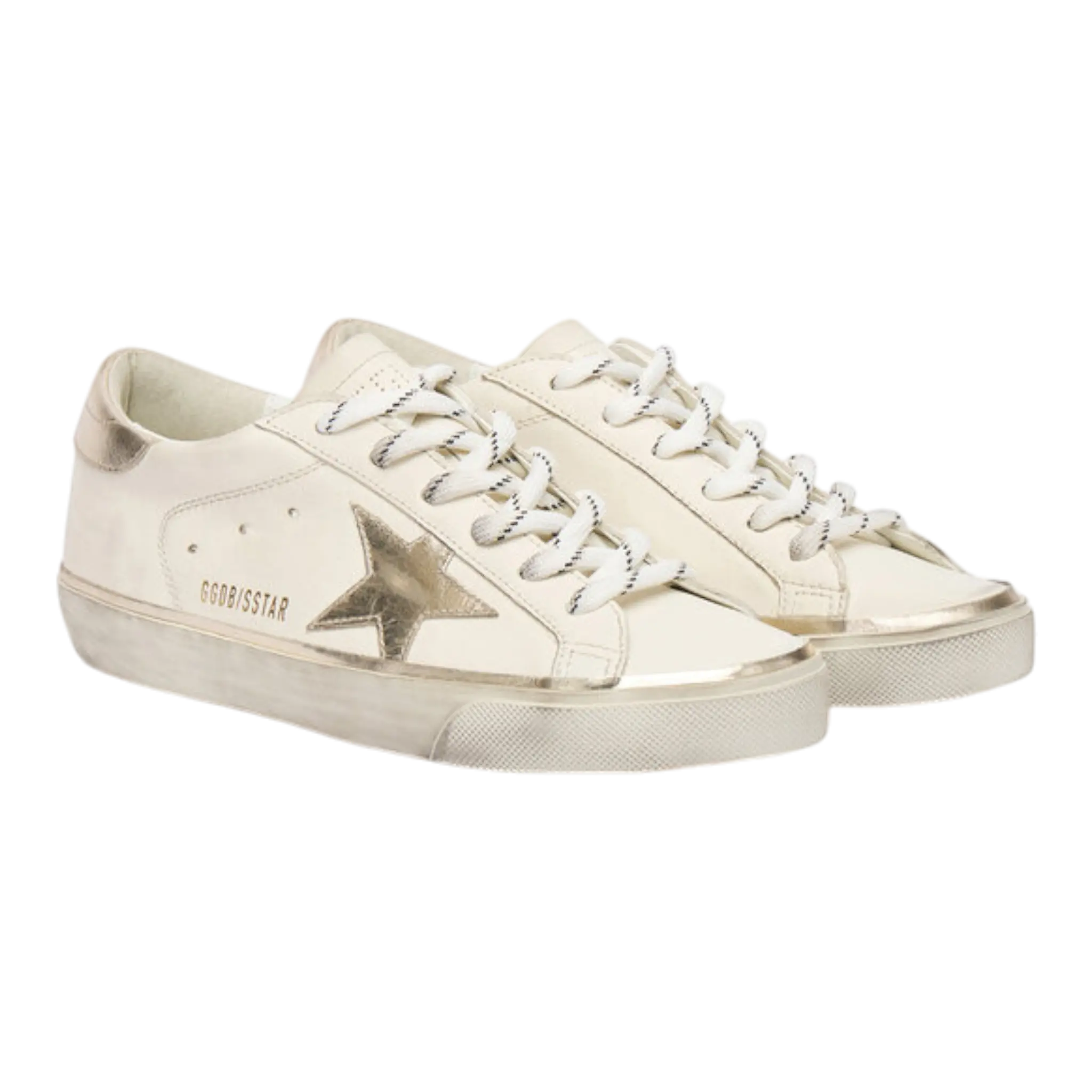 Golden Goose Super-Star Women White Platinum Glitter Sneakers