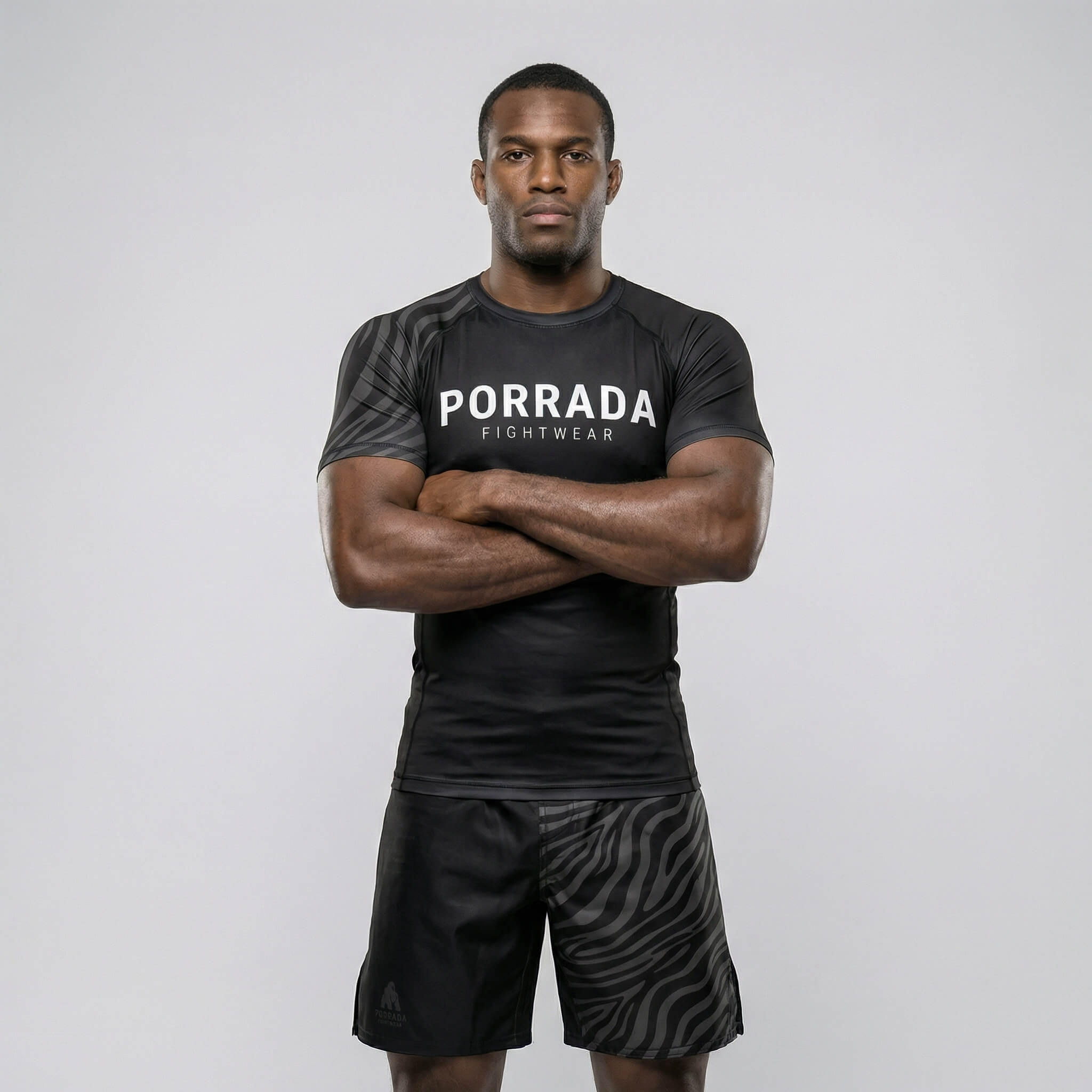 IBJJF Black Ranked Short Sleeve Rash Guard