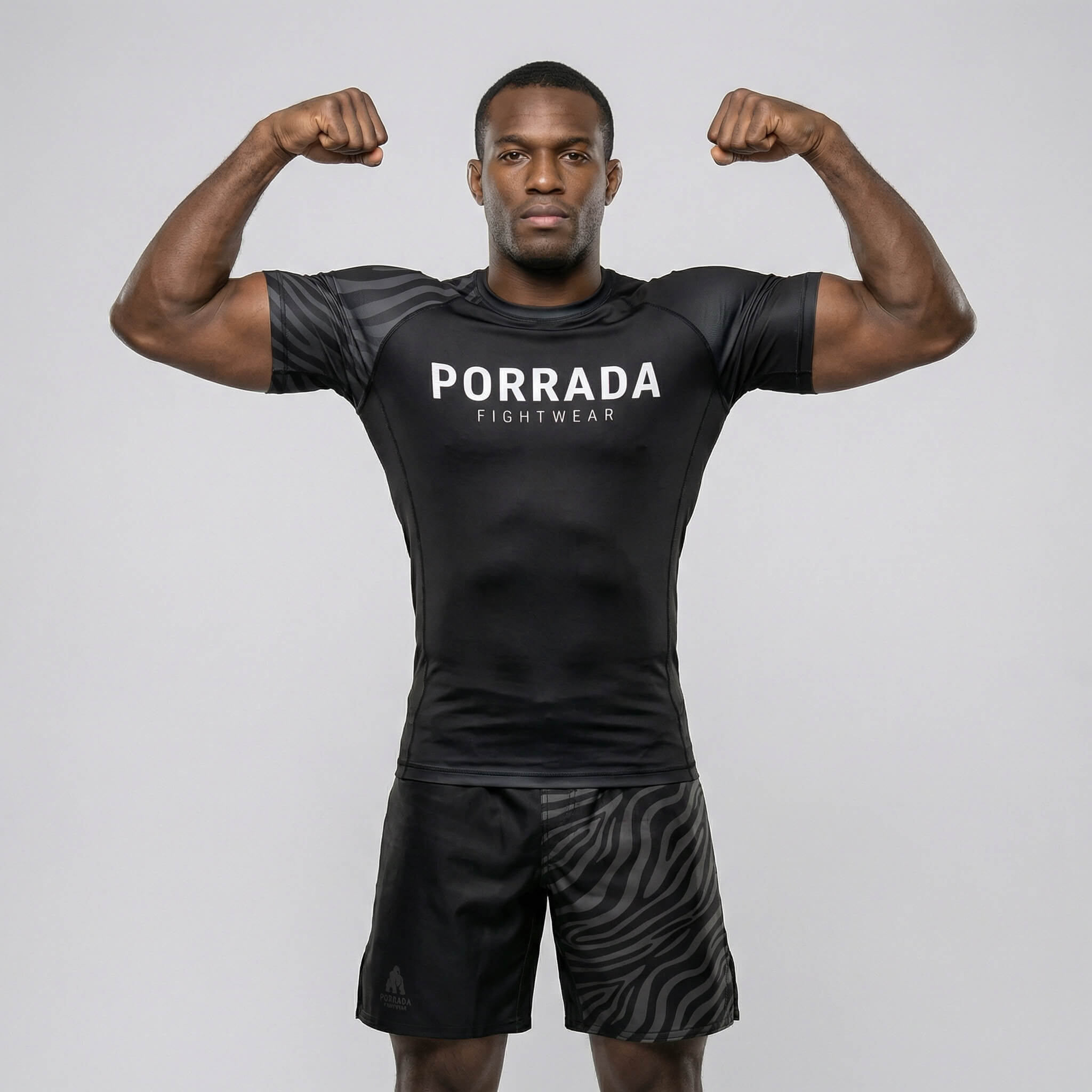 IBJJF Black Ranked Short Sleeve Rash Guard