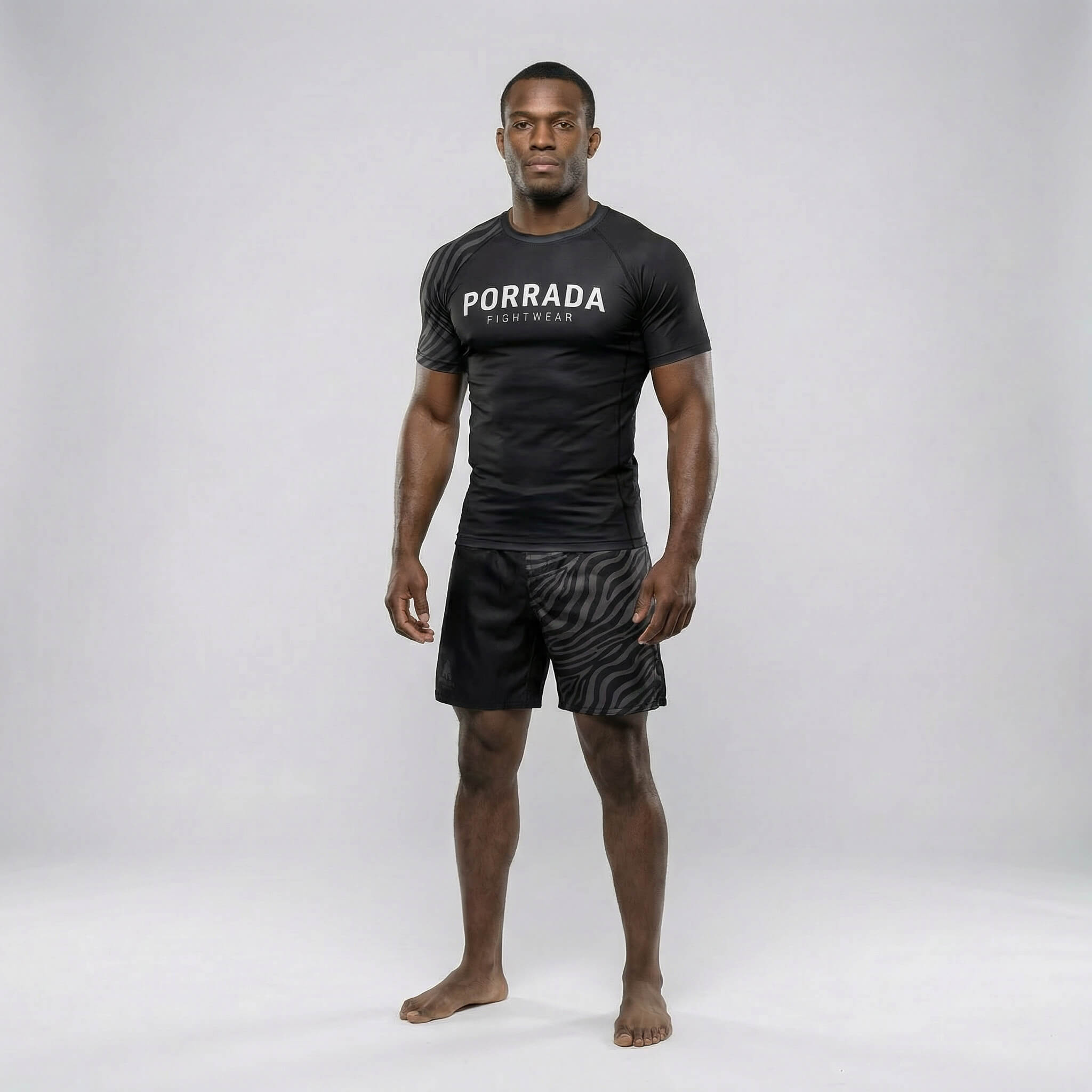 IBJJF Black Ranked Short Sleeve Rash Guard