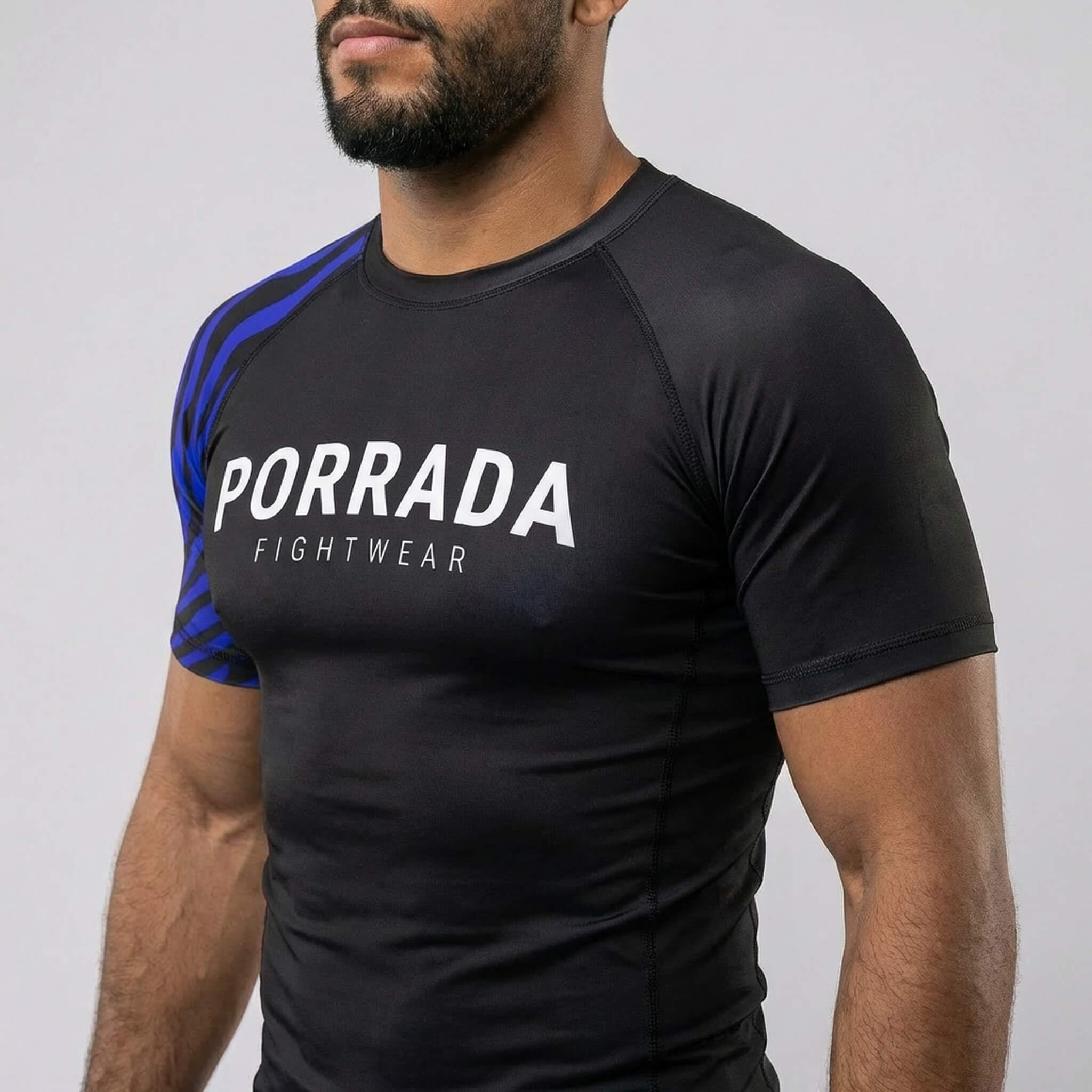IBJJF Blue Ranked Short Sleeve Rash Guard