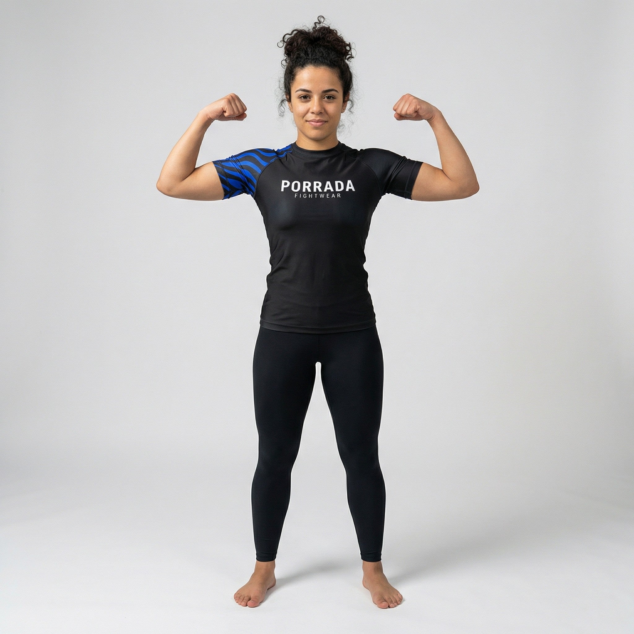IBJJF Blue Ranked Women Short Sleeve Rash Guard