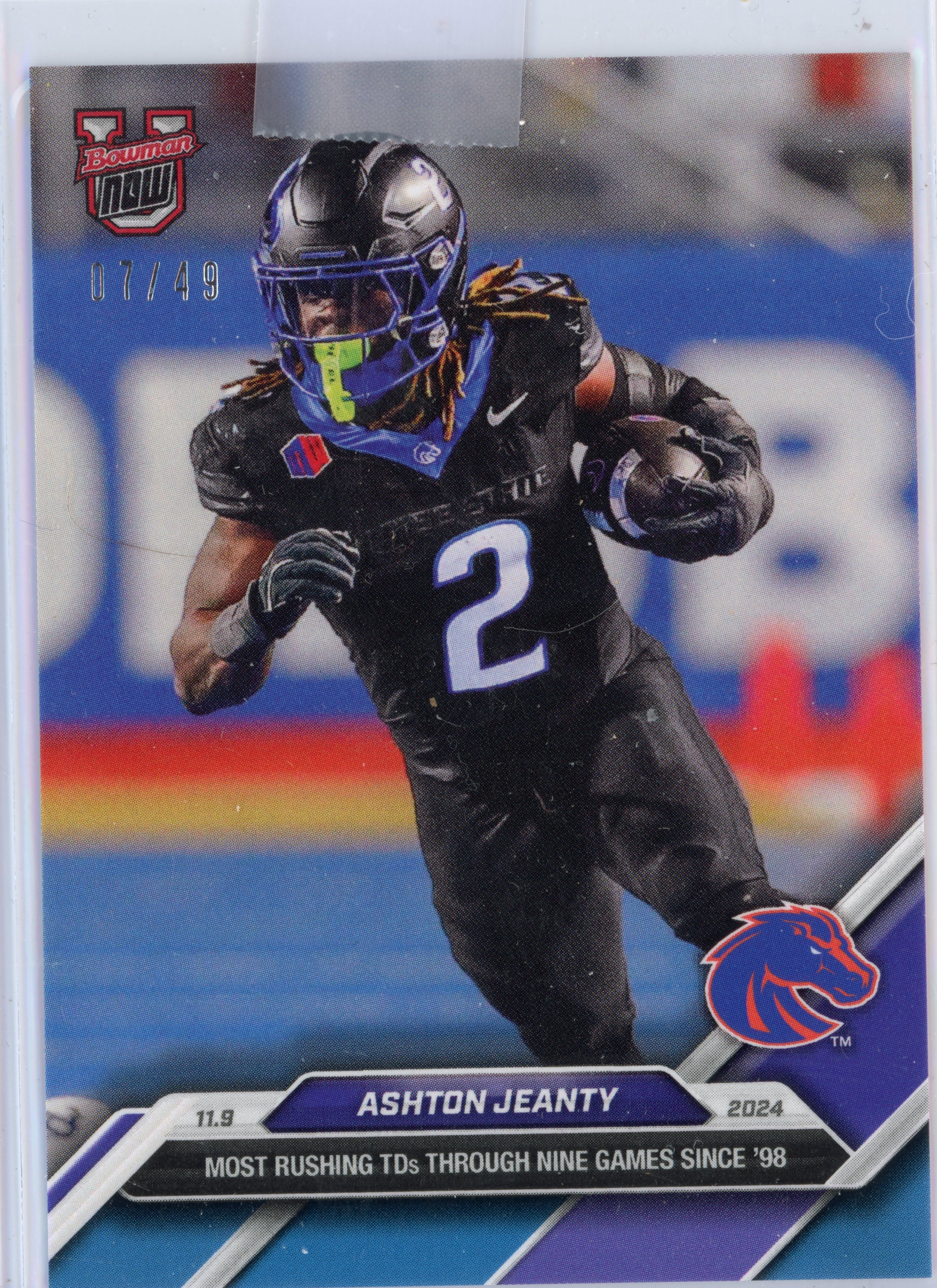 2024 Topps Bowman U Now Ashton Jeanty #38 Blue #/49 Boise State Broncos Rookie RC Football Card