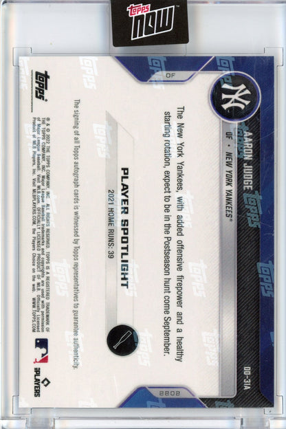 2022 Topps Now Road to Opening Day Autographed Aaron Judge Baseball Card