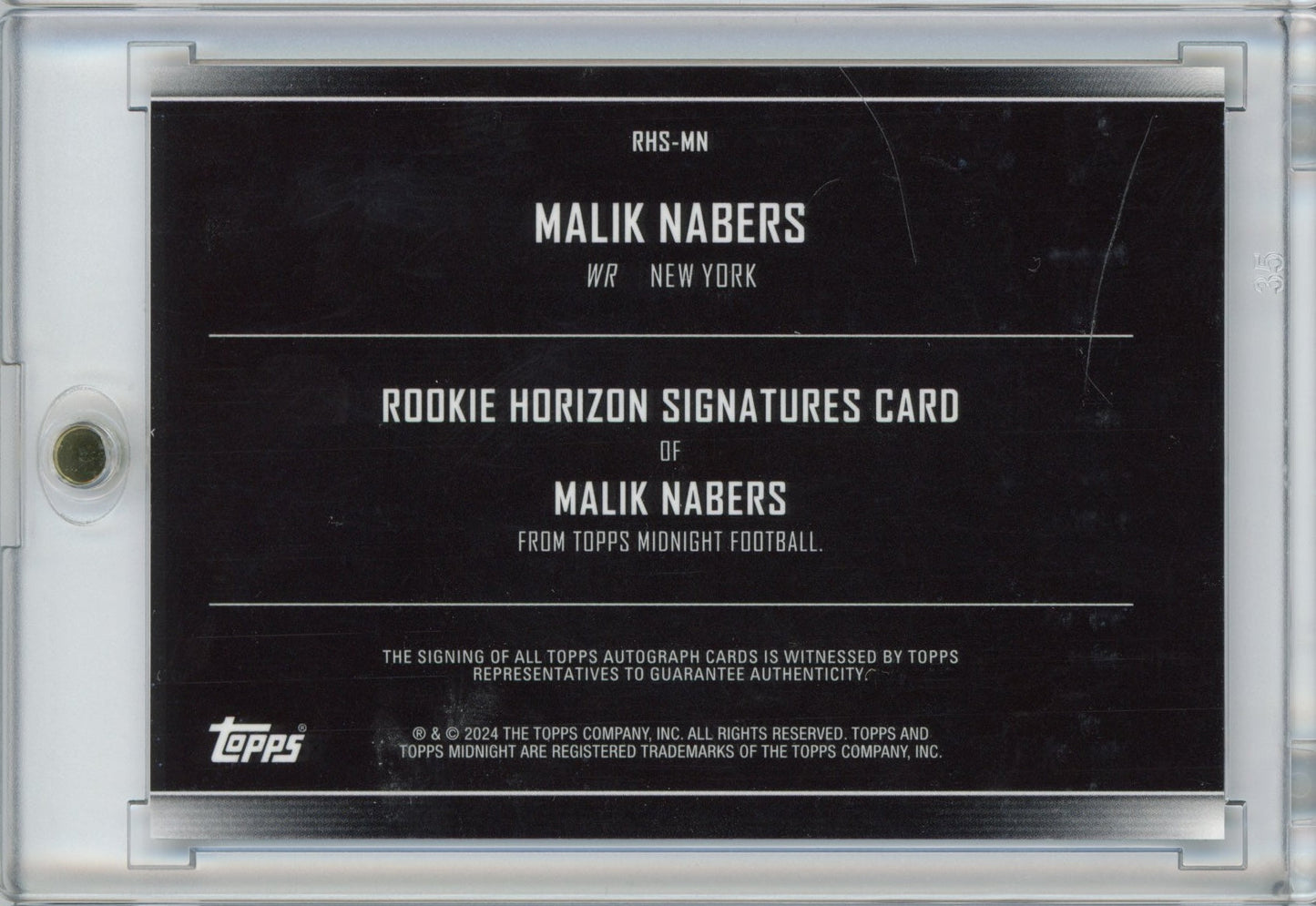 Malik Nabers 2024 Topps Midnight Horizons Autograph Rookie Football Card