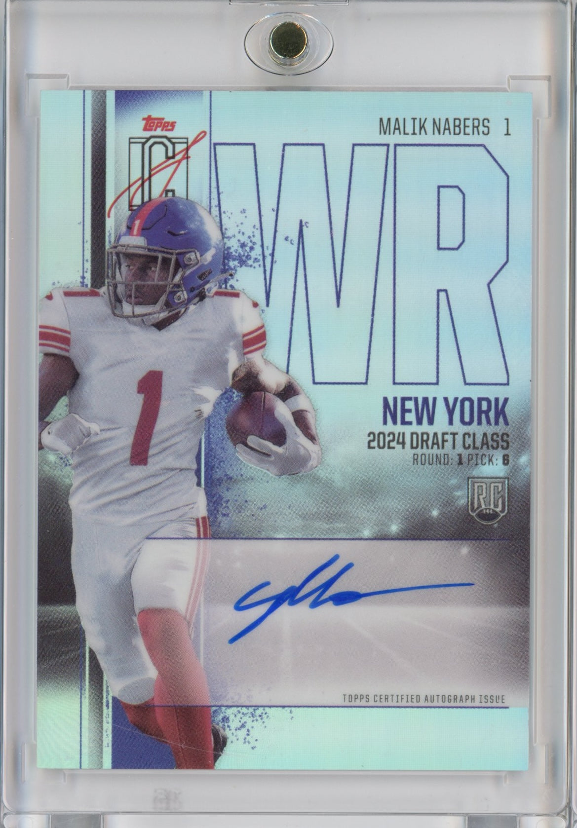 Malik Nabers 2024 Topps Signature Class Chrome Autograph Variation New York Giants Rookie Football Card