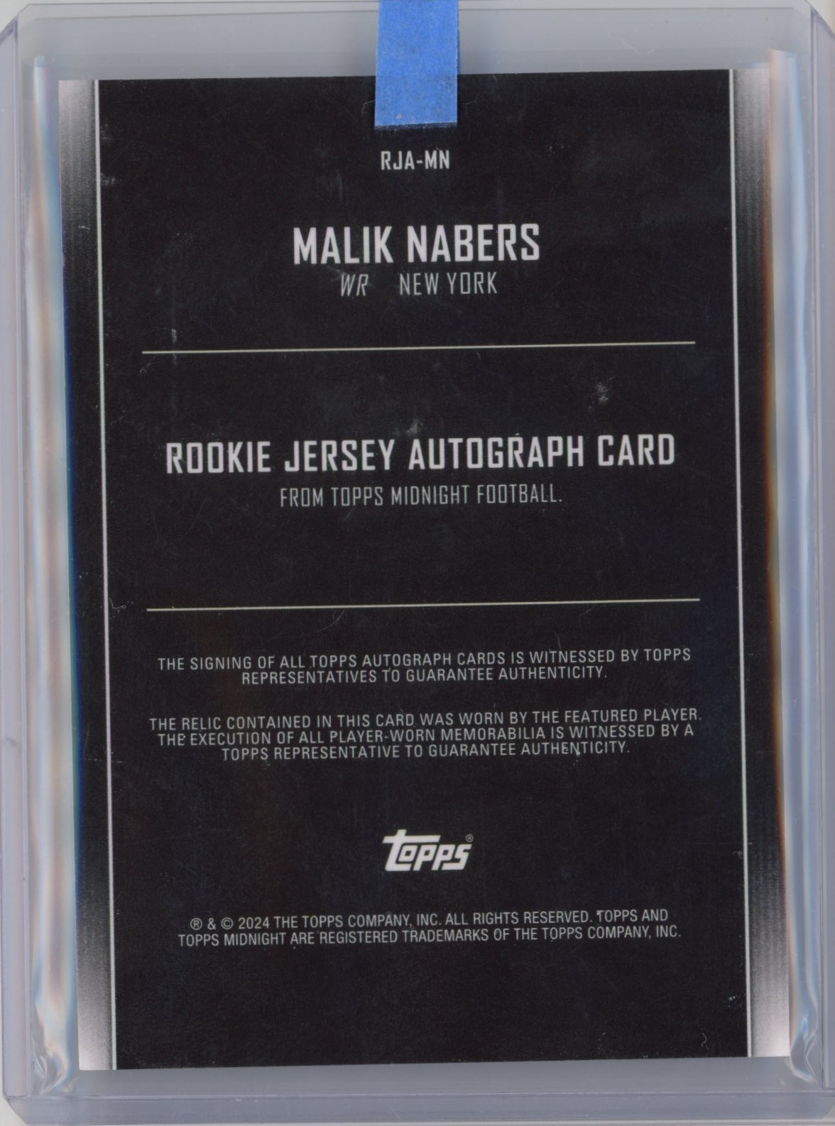 2024 Topps Midnight Malik Nabers #RJAMN RPA Auto New York Giants Rookie RC Football Card