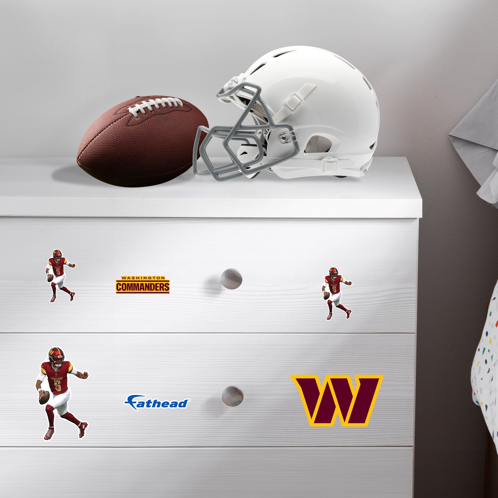 Washington Commanders Jayden Daniels 5 Minis (Mixed Sizes) Reusable Vinyl Decals