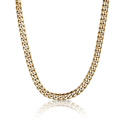 9mm Cuban Link 14K Gold Plated Stainless Steel Chain Necklace