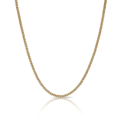 3mm Cuban Link 14K Gold Plated Stainless Steel Chain Necklace