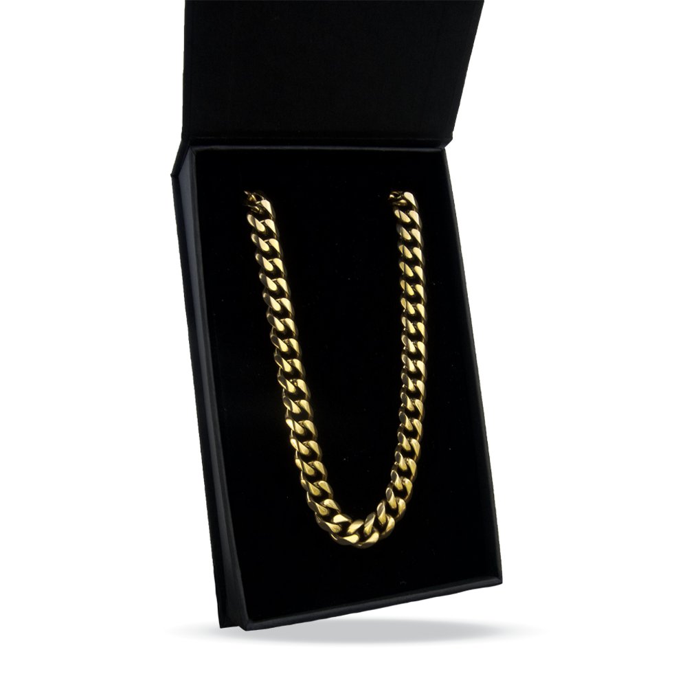 9mm Cuban Link 14K Gold Plated Stainless Steel Chain Necklace