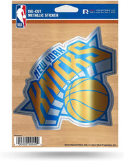 New York Knicks 5 Inch Die Cut Decal Sticker, Metallic Shimmer Design, Full Adhesive Backing