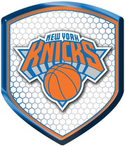 New York Knicks High Intensity Reflector, Shield Shape, Raised Decal Sticker, 2.5x3.5 Inch, Home Or Auto, Full Adhesive Backing