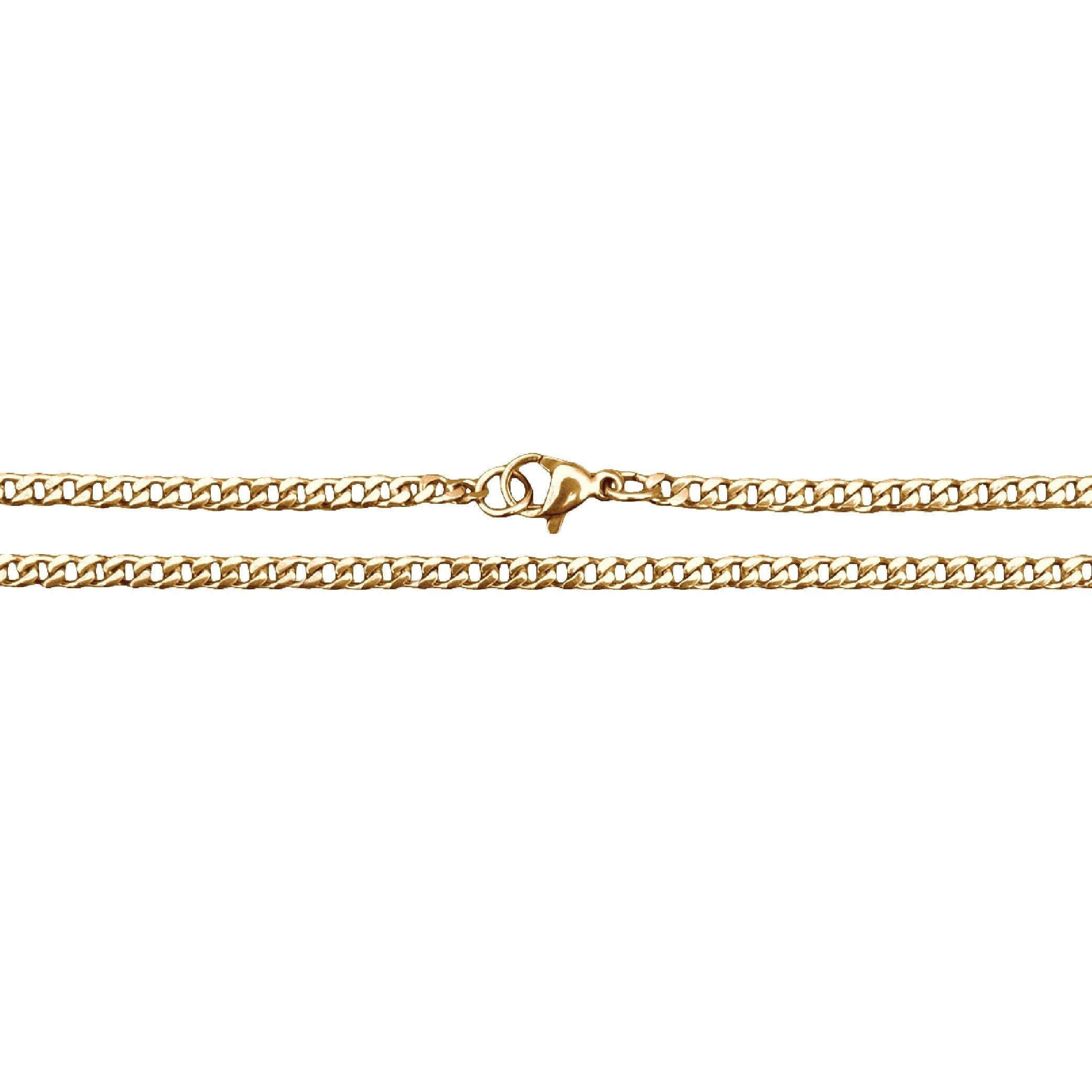 3mm Cuban Link 14K Gold Plated Stainless Steel Chain Necklace