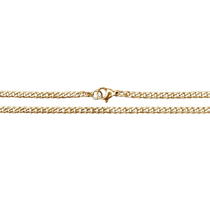 3mm Cuban Link 14K Gold Plated Stainless Steel Chain Necklace