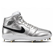"Metallic Silver" Jordan 1 Retro Cleats