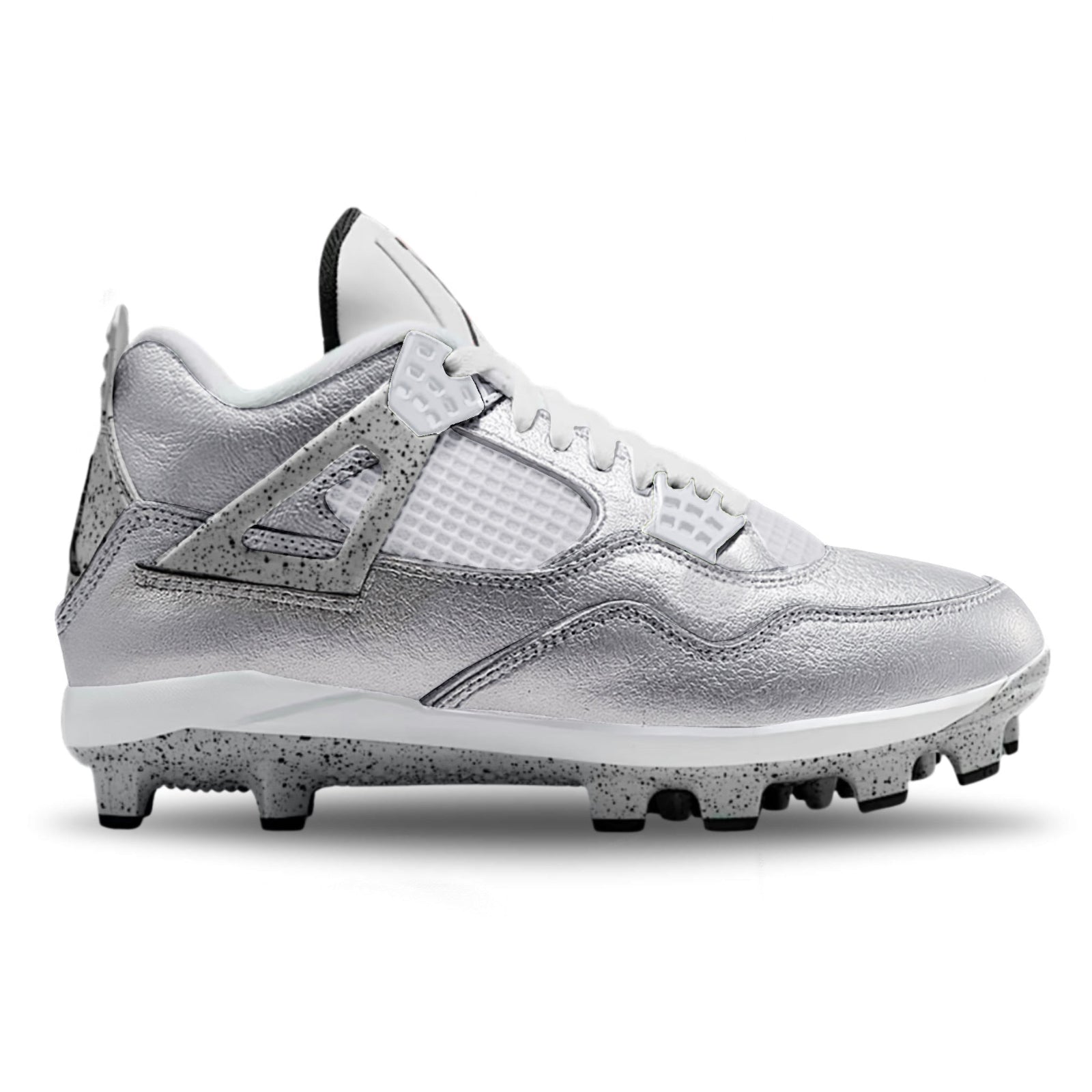 "Metallic Silver" Jordan 4 Retro MCS Cleats