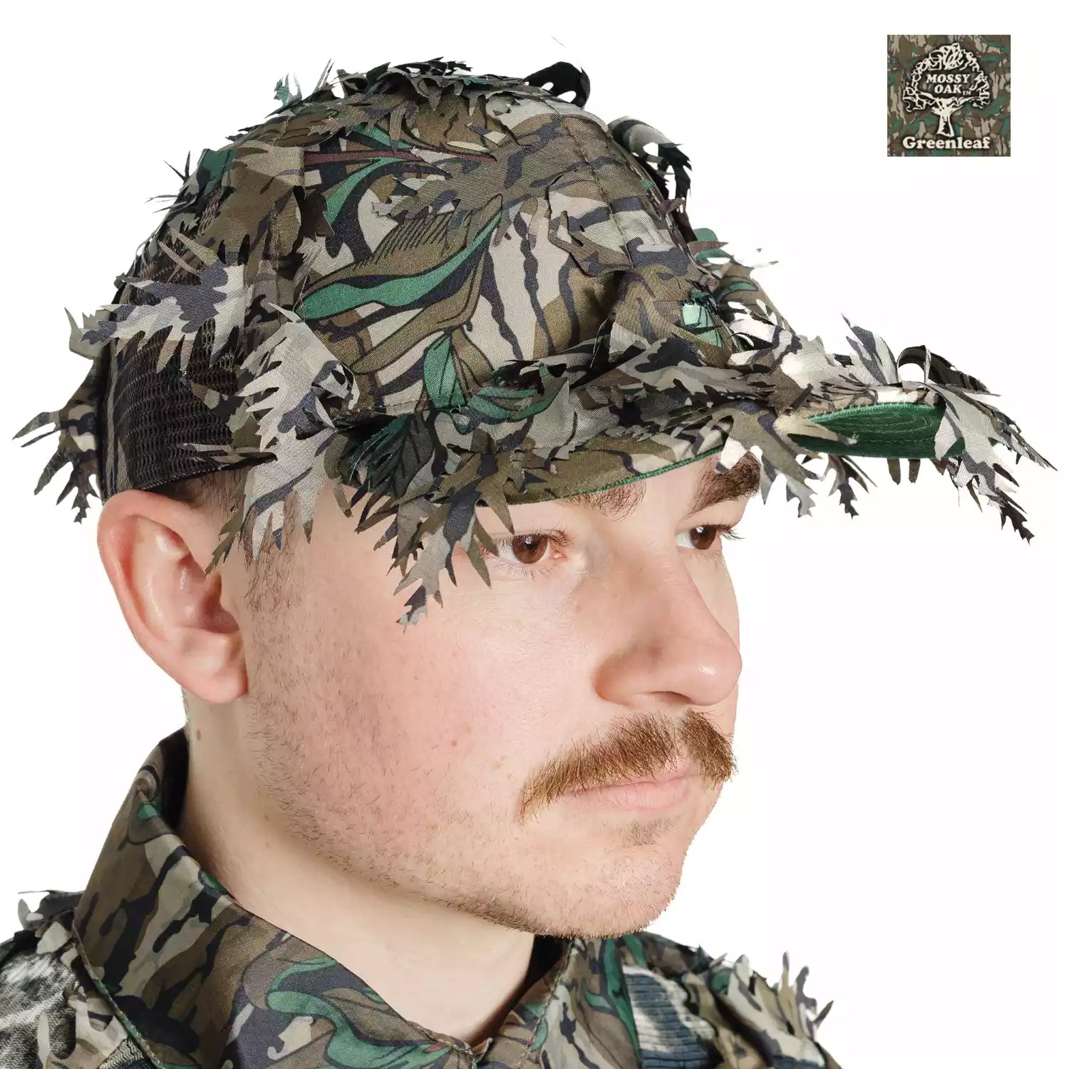 2-in-1 FRONT Leafy Face Mask and Camo Hat
