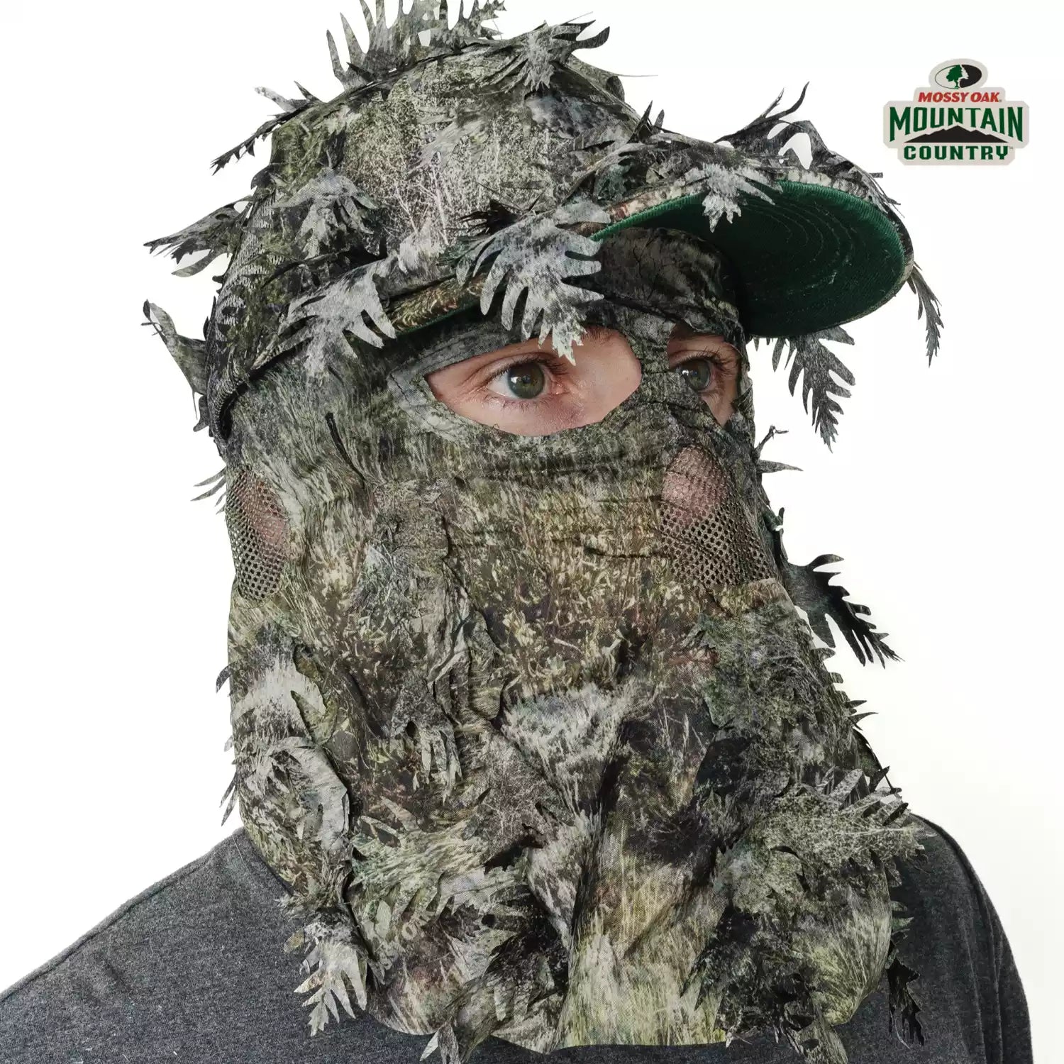 2-in-1 FRONT Leafy Face Mask and Camo Hat