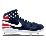 "Old Glory" Jordan 1 Retro Cleats - Size 13 Mid Top Metal