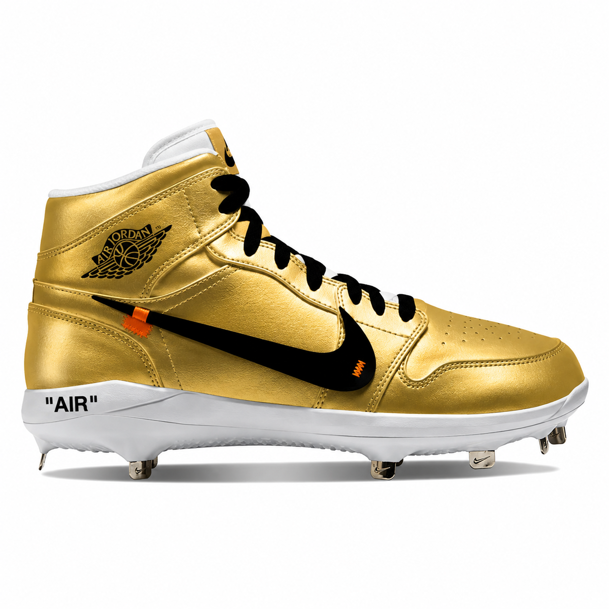 "OW Gold" Jordan 1 Retro Cleats