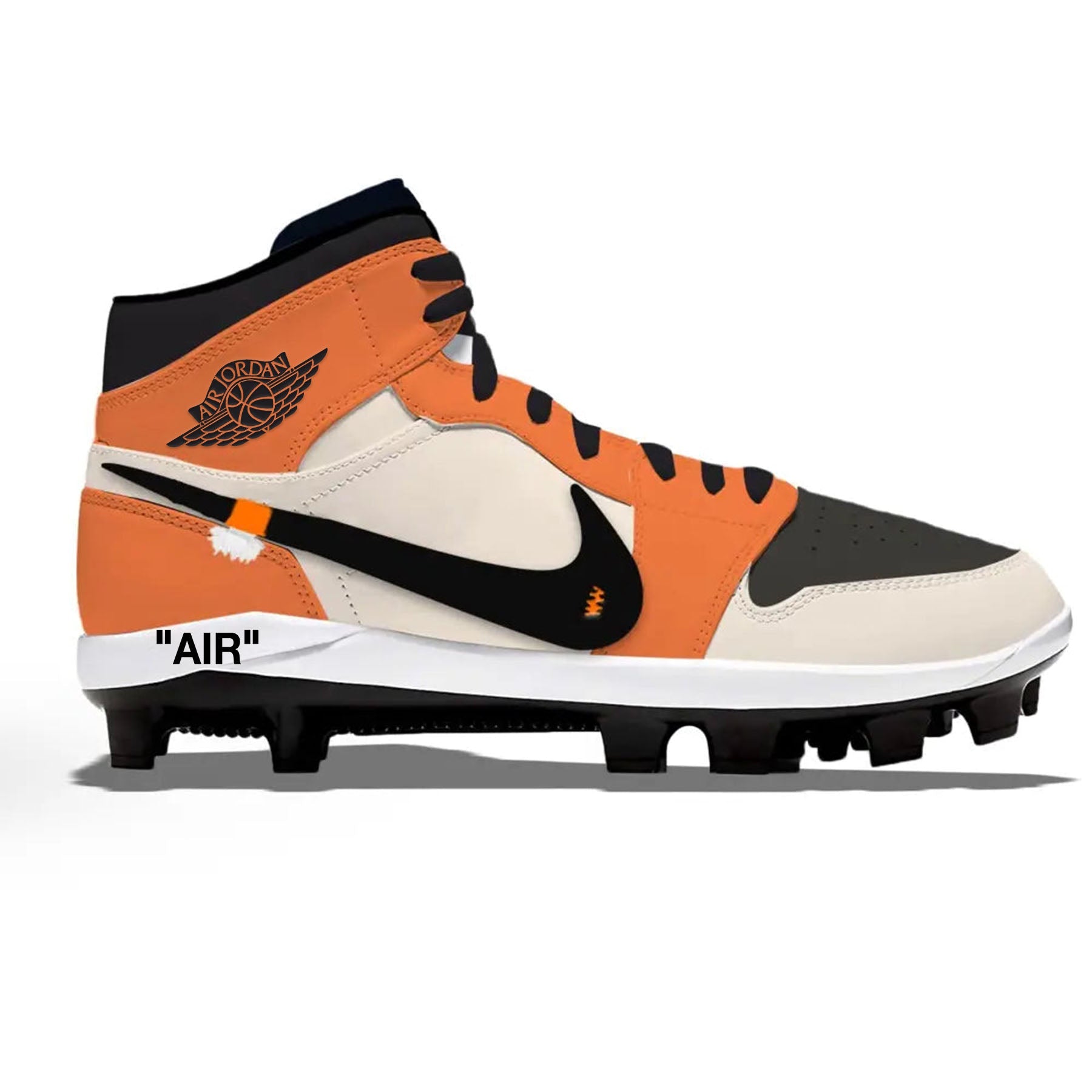 "OW Orange Cream" Jordan 1 Retro Cleats