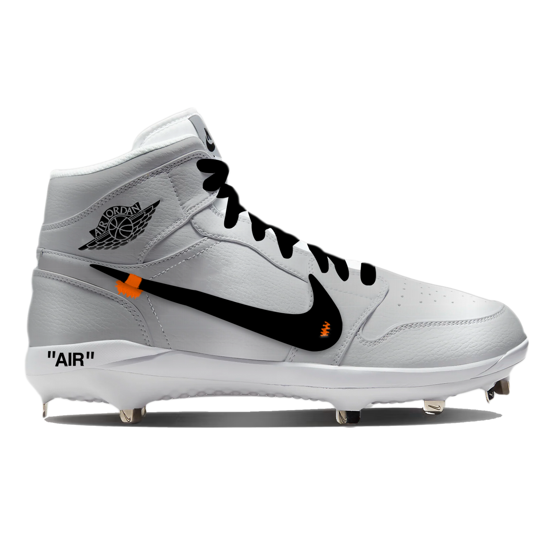 "OW Silver" Jordan 1 Retro Cleats