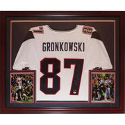 Autographed Rob Gronkowski New England Patriots White #87 Deluxe Framed Jersey