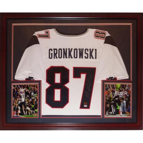 Autographed Rob Gronkowski New England Patriots White #87 Deluxe Framed Jersey