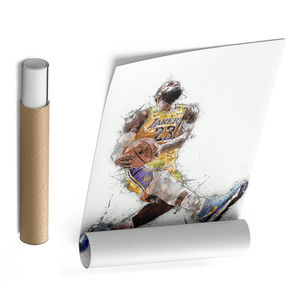 LeBron James Dunk Canvas Art – Los Angeles Lakers Wall Decor