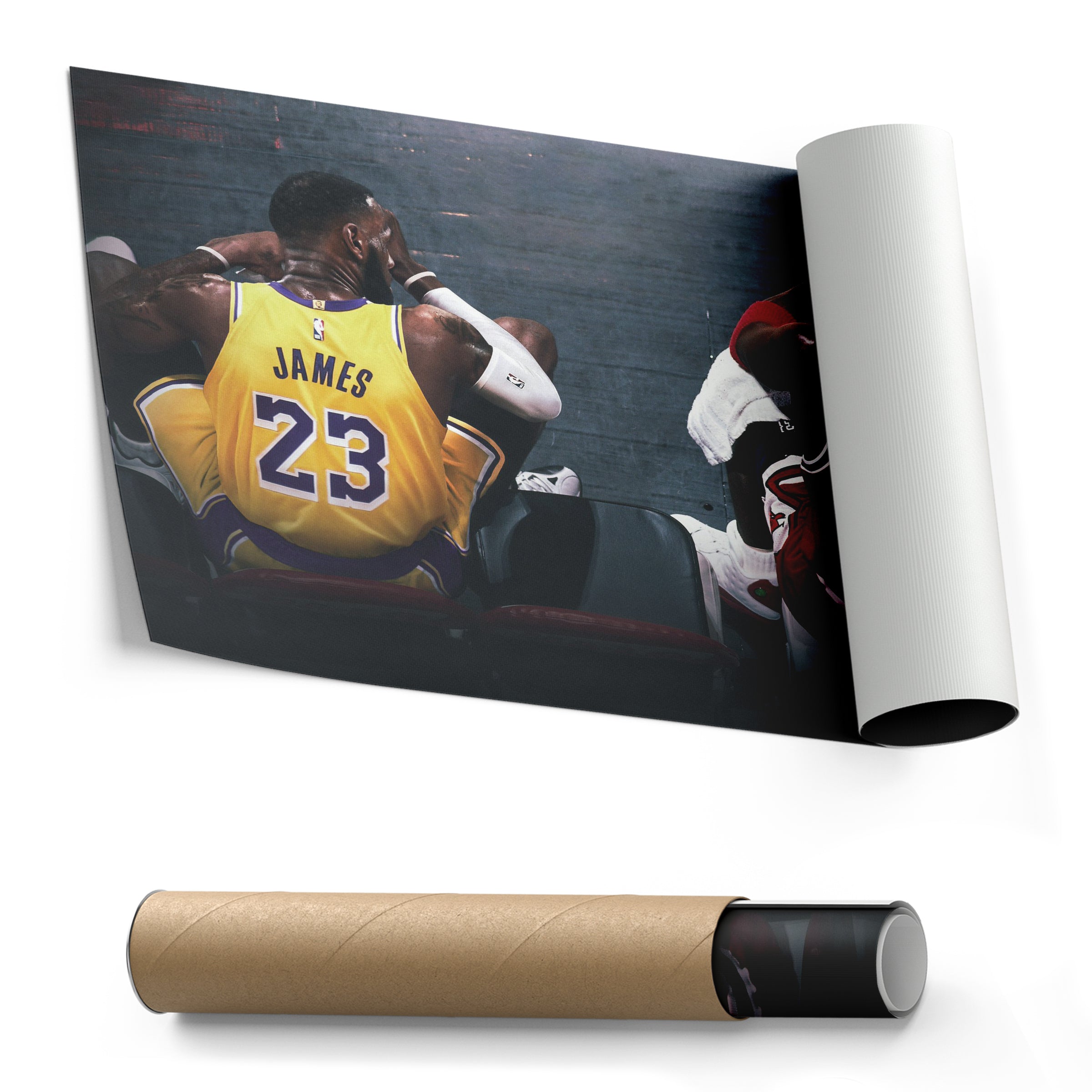 Michael Jordan & LeBron James Lakers vs Bulls Canvas Wall Art
