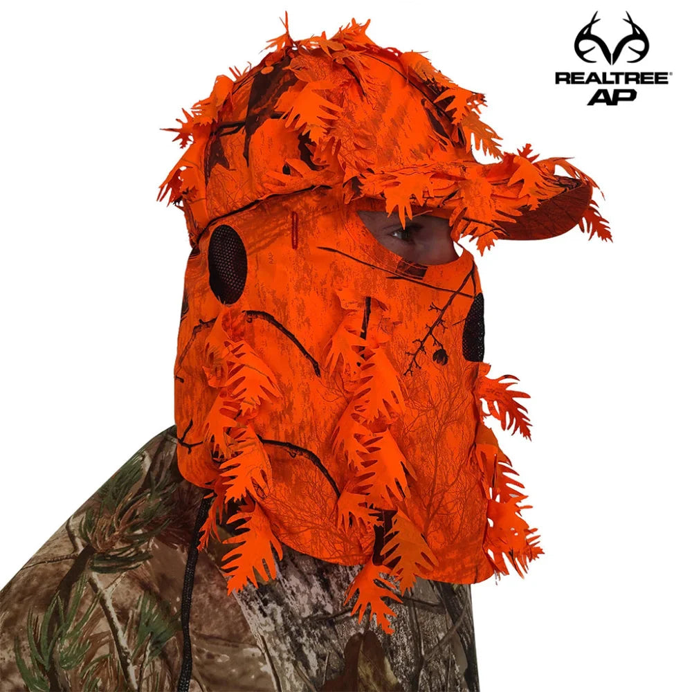 2-in-1 FRONT Leafy Face Mask and Camo Hat